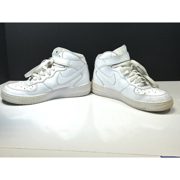 Youth 6.5 6.5Y Nike Air Force 1 AF1 triple white mid sneakers shoes - Picture 11 of 16